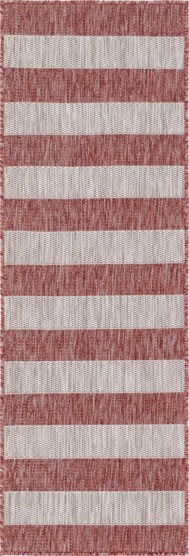 Seaside Stripes Collection Area Rug -  Veranda Runner Rust Red  lifestyle 104