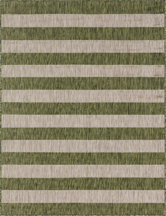 Patio Stripe Harmony Collection Area Rug -  Veranda Rectangle Green Main
