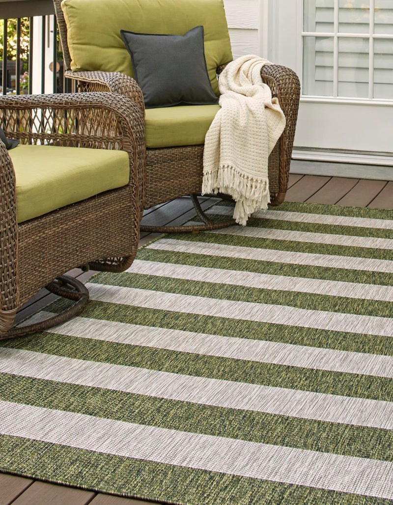 Patio Stripe Harmony Collection Area Rug -  Veranda Rectangle Green  lifestyle 3
