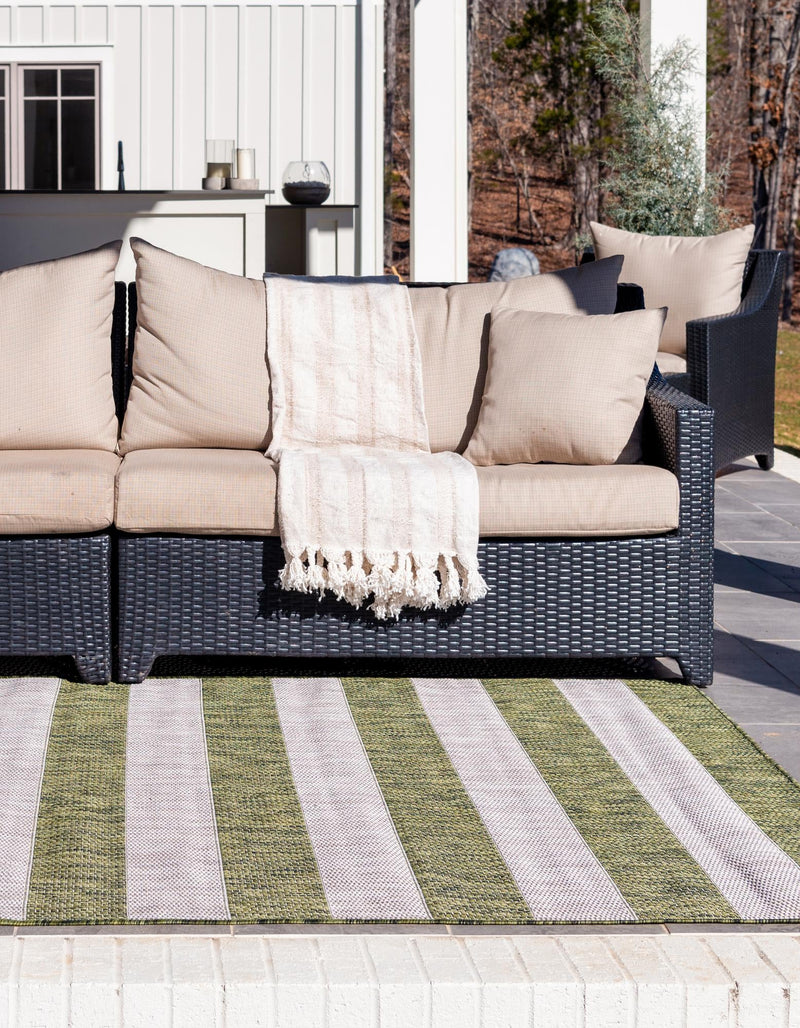 Patio Stripe Harmony Collection Area Rug -  Veranda Rectangle Green  lifestyle 5