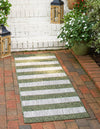Patio Stripe Harmony Collection Area Rug -  Veranda Runner Green  lifestyle 3