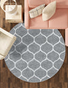 Lattice Garden Collection Area Rug -  Pergolatown (Light Gray) Round Light Gray  lifestyle 62