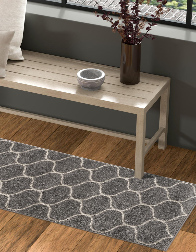 Lattice Garden Collection Area Rug -  Pergolatown (Light Gray) Runner Light Gray  lifestyle 8