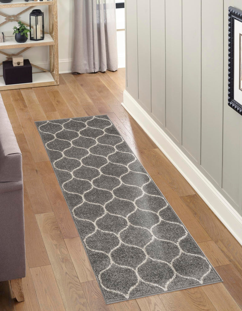 Lattice Garden Collection Area Rug -  Pergolatown (Light Gray) Runner Light Gray  lifestyle 12