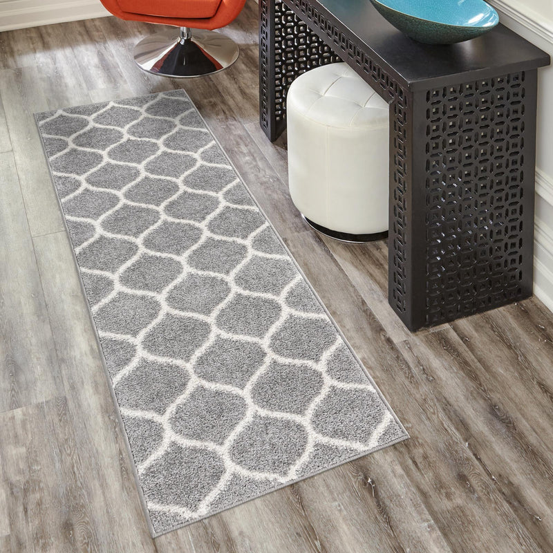 Lattice Garden Collection Area Rug -  Pergolatown (Light Gray) Runner Light Gray  lifestyle 28