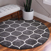 Lattice Garden Collection Area Rug -  Pergolatown (Dark Gray) Round Dark Gray  lifestyle 0