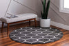Lattice Garden Collection Area Rug -  Pergolatown (Dark Gray) Round Dark Gray  lifestyle 5
