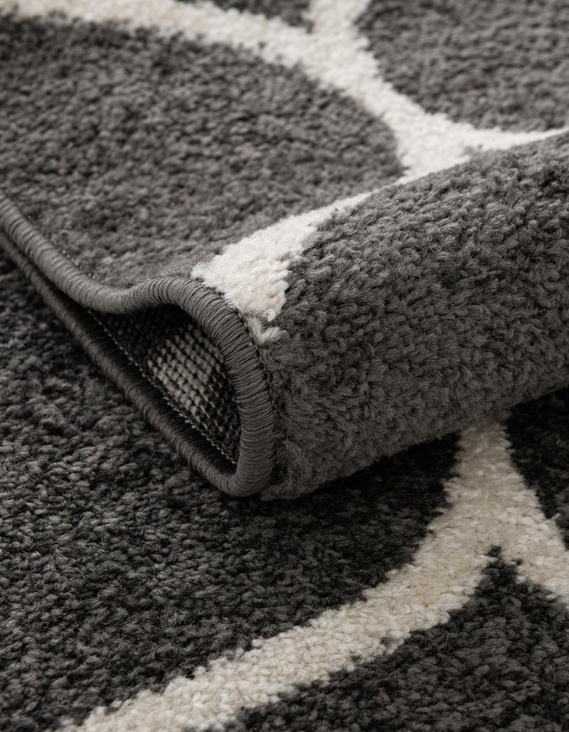Lattice Garden Collection Area Rug -  Pergolatown (Dark Gray) Round Dark Gray  lifestyle 10