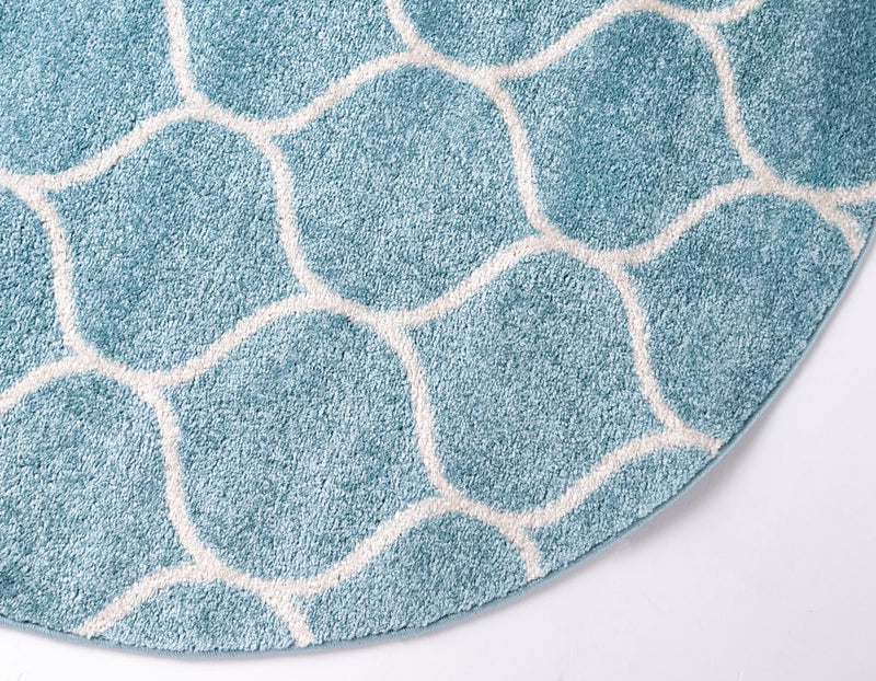 Lattice Garden Collection Area Rug -  Pergolatown (Light Blue) Round Light Blue  lifestyle 7