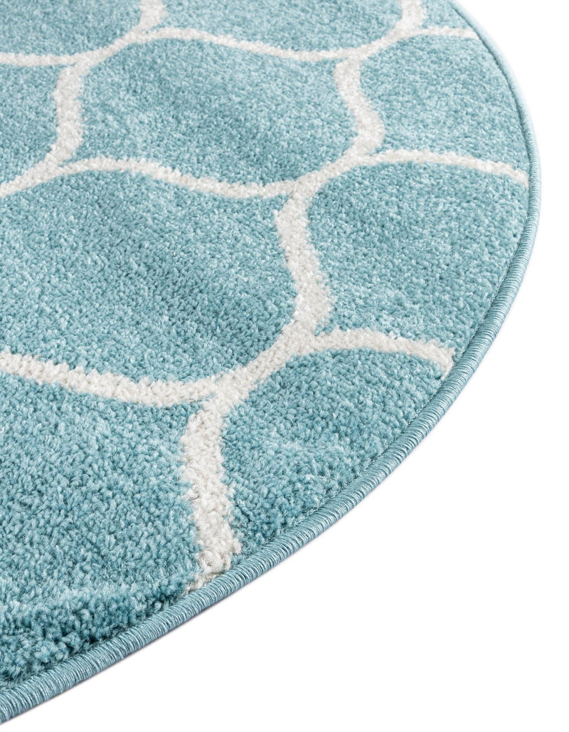 Lattice Garden Collection Area Rug -  Pergolatown (Light Blue) Round Light Blue  lifestyle 44