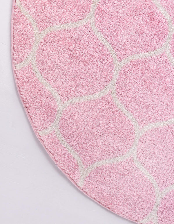 Lattice Garden Collection Area Rug -  Pergolatown (Light Pink) Round Light Pink  lifestyle 8