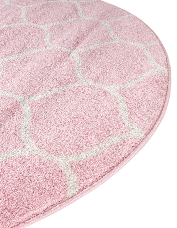 Lattice Garden Collection Area Rug -  Pergolatown (Light Pink) Round Light Pink  lifestyle 62