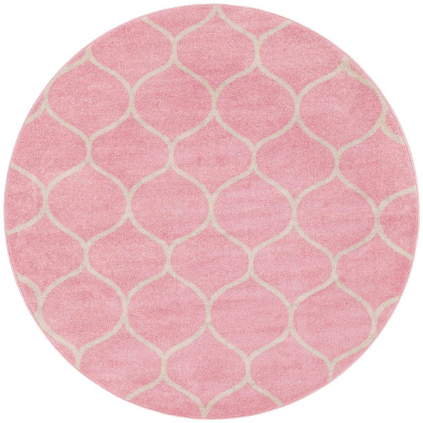 Lattice Garden Collection Area Rug -  Pergolatown (Light Pink) Round Light Pink Main