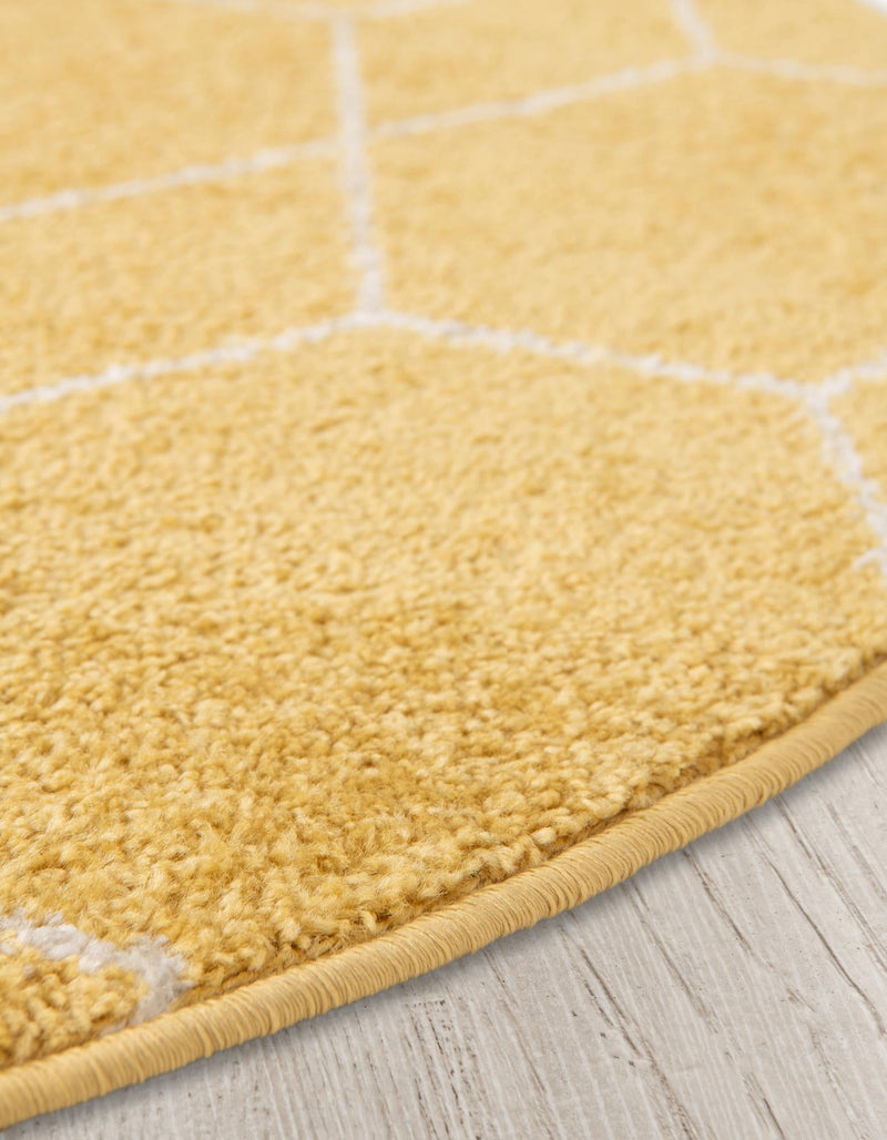 Trellis Mosaic Collection Area Rug - Arborville (Yellow) Round Yellow  lifestyle 27