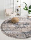 Coastal Manor Collection Area Rug -  Dunes Round Dark Blue  lifestyle 31