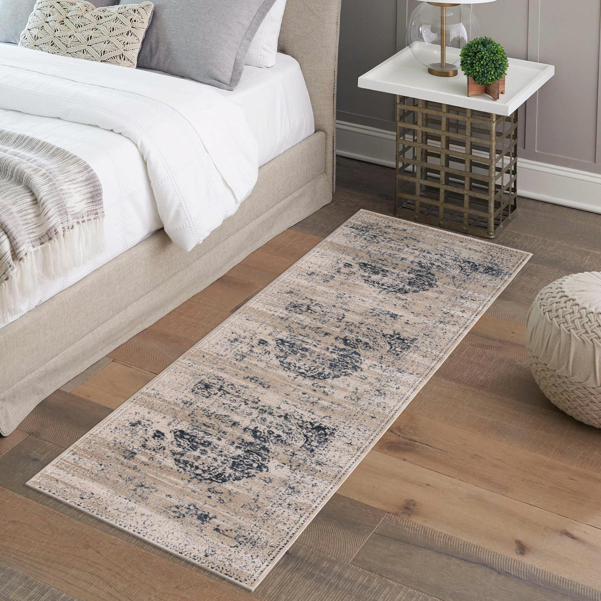 Coastal Manor Collection Area Rug -  Dunes Runner Dark Blue  lifestyle 111