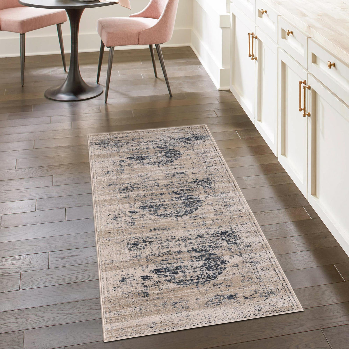 Coastal Manor Collection Area Rug -  Dunes Runner Dark Blue  lifestyle 121