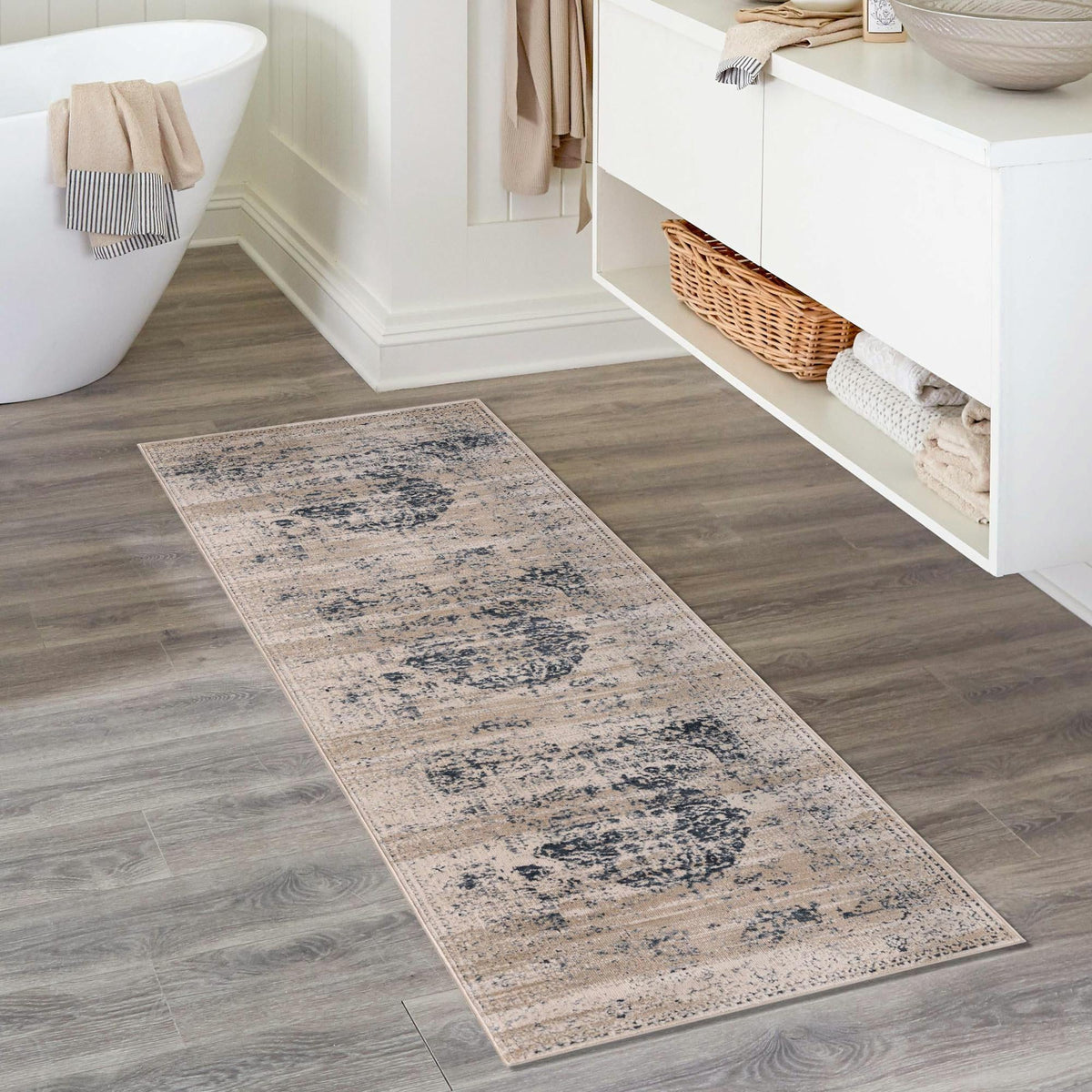 Coastal Manor Collection Area Rug -  Dunes Runner Dark Blue  lifestyle 123