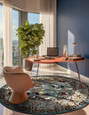 Persian Elegance Collection Area Rug -  Tabriz Round Blue  lifestyle 187