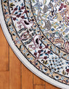 Persian Elegance Collection Area Rug -  Kerman (Ivory) Round Ivory  lifestyle 18