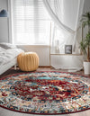 Persian Elegance Collection Area Rug -  Tabriz Round Burgundy  lifestyle 165