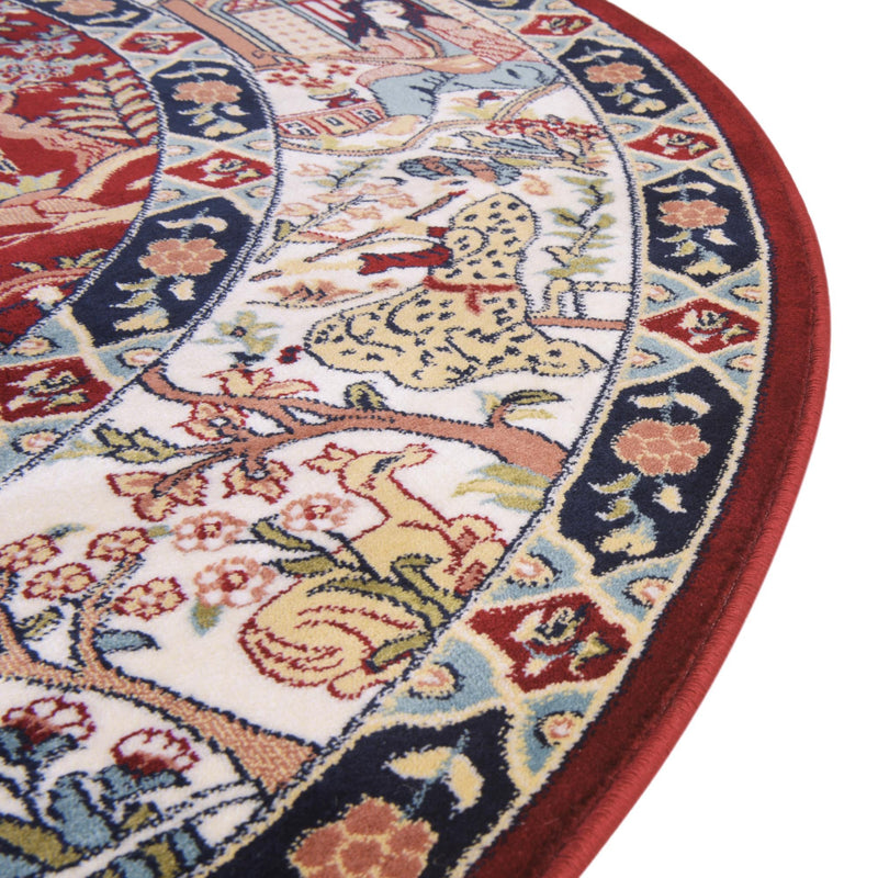 Persian Elegance Collection Area Rug -  Tabriz Round Burgundy  lifestyle 74