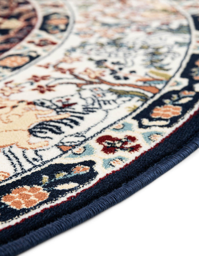 Persian Elegance Collection Area Rug -  Tabriz Round Navy Blue  lifestyle 218