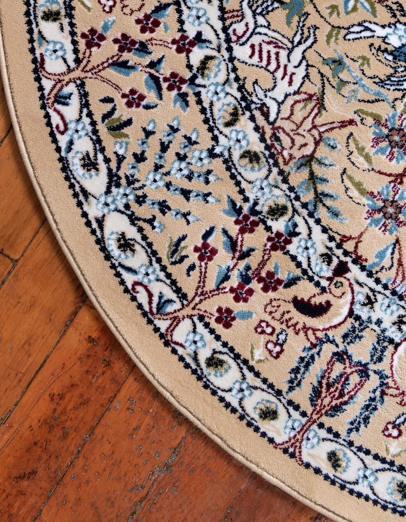 Persian Elegance Collection Area Rug -  Kerman (Beige) Round Beige  lifestyle 10