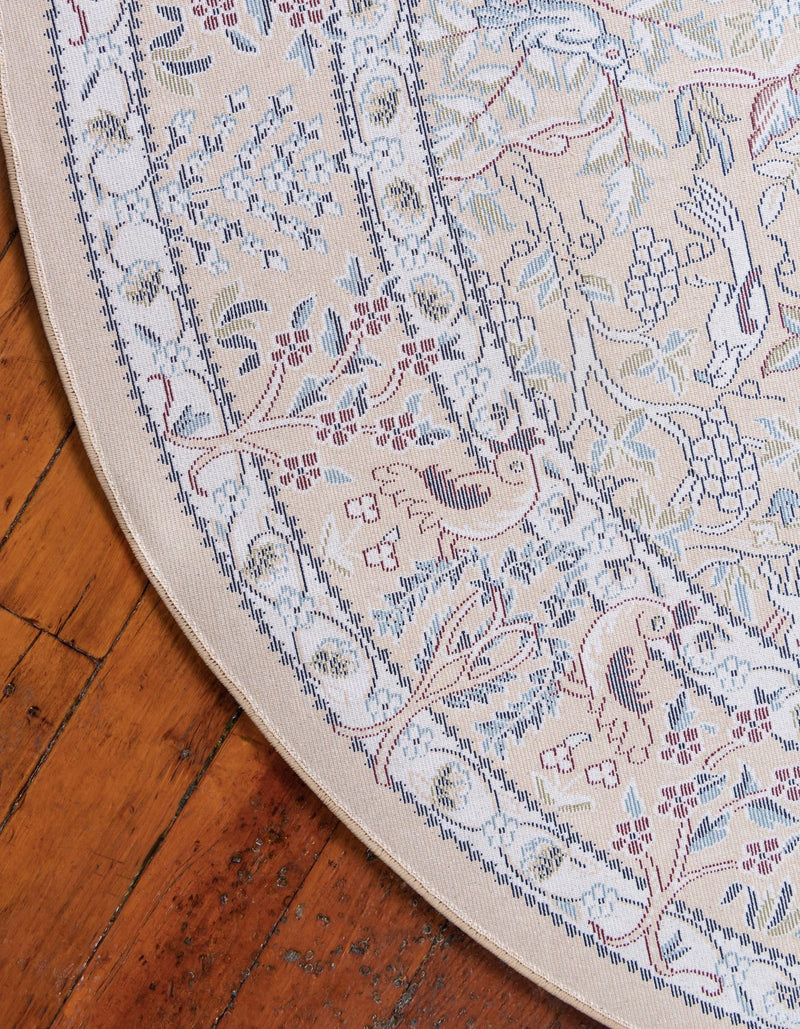 Persian Elegance Collection Area Rug -  Kerman (Beige) Round Beige  lifestyle 11