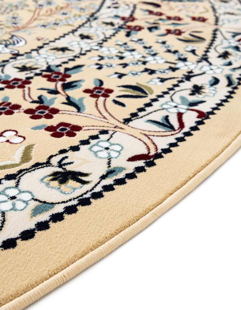 Persian Elegance Collection Area Rug -  Kerman (Beige) Round Beige  lifestyle 39