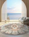 Persian Elegance Collection Area Rug -  Shiraz Round Ivory  lifestyle 145