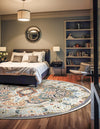 Persian Elegance Collection Area Rug -  Shiraz Round Ivory  lifestyle 166