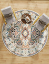 Persian Elegance Collection Area Rug -  Shiraz Round Ivory  lifestyle 186