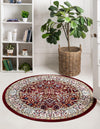 Persian Elegance Collection Area Rug -  Kerman (Burgundy) Round Burgundy  lifestyle 9