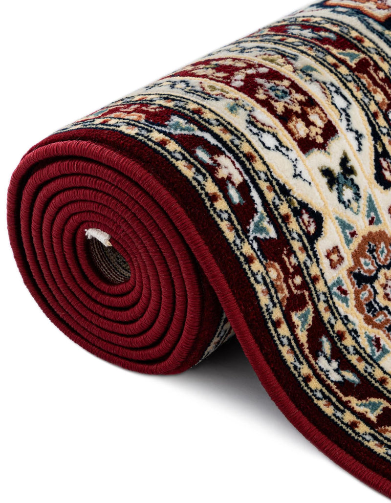 Persian Elegance Collection Area Rug -  Hamedan (Burgundy) Round Burgundy  lifestyle 46