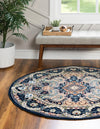 Persian Elegance Collection Area Rug -  Shiraz Round Navy Blue  lifestyle 53