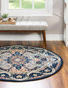 Persian Elegance Collection Area Rug -  Shiraz Round Navy Blue  lifestyle 58