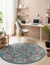 Persian Elegance Collection Area Rug -  Yazd Round Blue  lifestyle 96