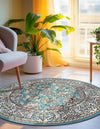 Persian Elegance Collection Area Rug -  Yazd Round Blue  lifestyle 141