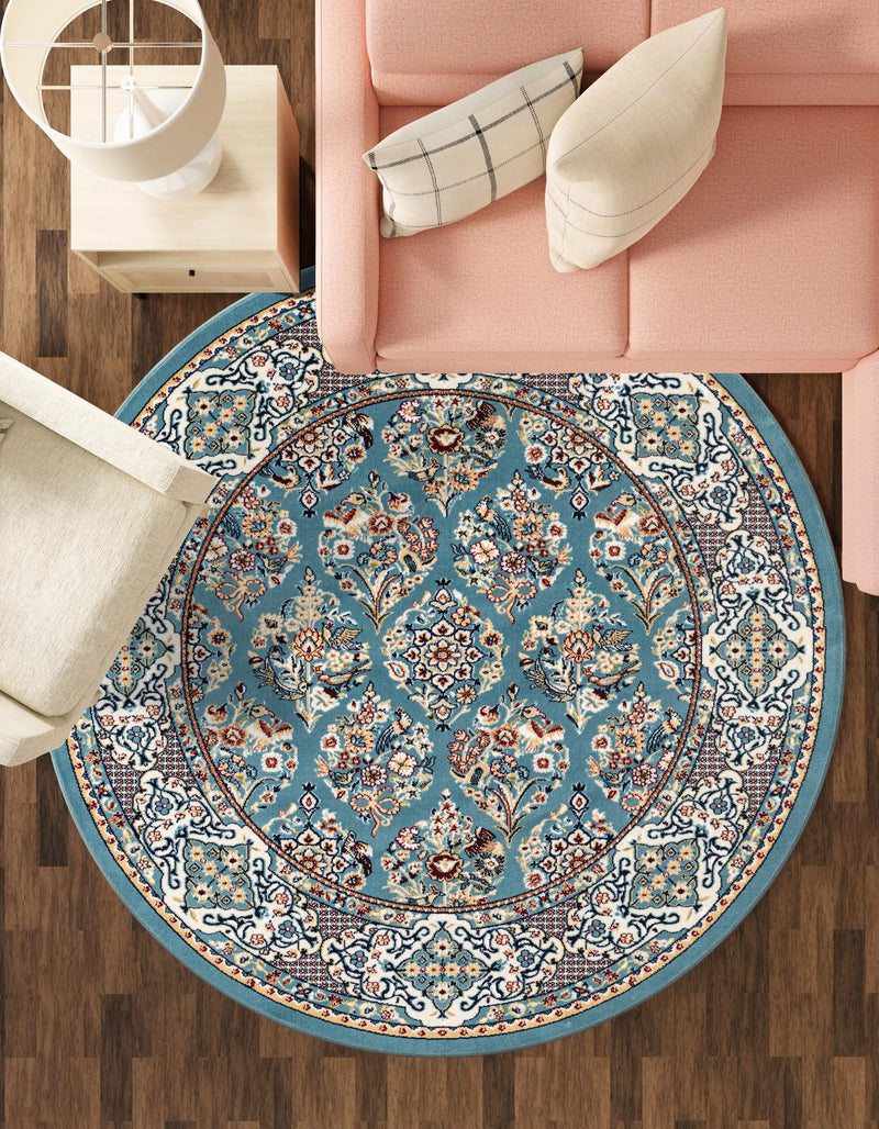 Persian Elegance Collection Area Rug -  Yazd Round Blue  lifestyle 169