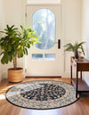 Persian Elegance Collection Area Rug -  Ardabil Round Navy Blue  lifestyle 215