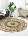 Persian Elegance Collection Area Rug -  Hamedan (Green) Round Green  lifestyle 6