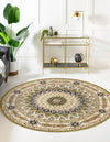 Persian Elegance Collection Area Rug -  Hamedan (Green) Round Green  lifestyle 8