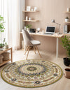 Persian Elegance Collection Area Rug -  Hamedan (Green) Round Green  lifestyle 24