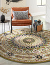 Persian Elegance Collection Area Rug -  Hamedan (Green) Round Green  lifestyle 34
