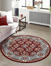 Persian Elegance Collection Area Rug -  Yazd Round Burgundy  lifestyle 100