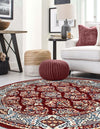Persian Elegance Collection Area Rug -  Yazd Round Burgundy  lifestyle 163