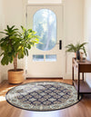 Persian Elegance Collection Area Rug -  Yazd Round Navy Blue  lifestyle 116