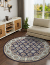 Persian Elegance Collection Area Rug -  Yazd Round Navy Blue  lifestyle 152