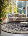 Persian Elegance Collection Area Rug -  Yazd Round Navy Blue  lifestyle 161